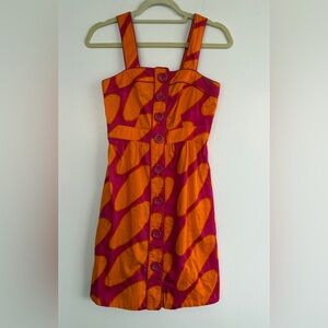 A Tribute to Marimekko H&M Sleeveless Orange & Fuchsia Dress,  Size 4